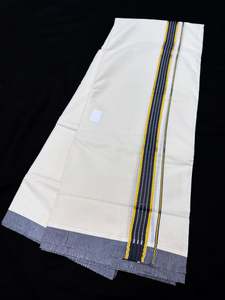 Woven Cotton Kerala Mundu / Dhoti in off White ( 4 mtrs )