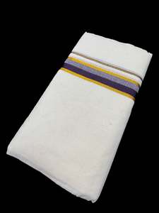 Mens Dhoti Mundu Gamcha: Woven Cotton Kerala Mundu / Dhoti in off White ( 4 mtrs )
