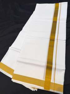 Woven Cotton Kerala Mundu / Dhoti in White ( 3.8 mtrs )