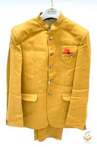 Mens Suit: Medallion yellow colour beautiful soft fabric jodhpuri suit