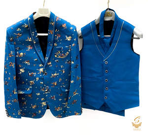 Printed design Mens 4 piece suit