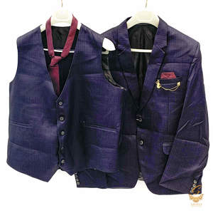 Grey wine colour Mens 4 Piece suit