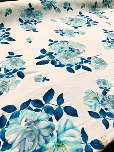 Rayon: cream colour floral print beautiful soft rayon fabric (per meter) 110 cm width