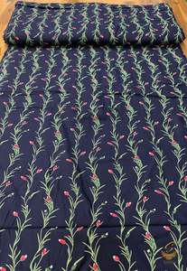 Rayon: Ink blue colour Rayon based Digital Print beautiful soft fabric(Per meter) 116cm width