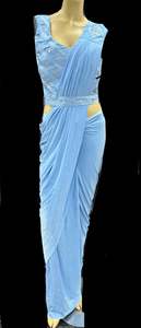 Readymade Sarees 1: Deep icing Blue color Size 38 (Upto 40) stone work designer readymade blouse with Readymade Saree