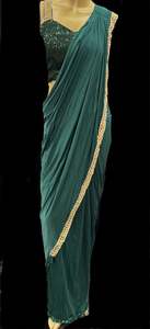 Pine Green color Size 38 (Upto 40) Sequinned work designer readymade blouse with&hellip;