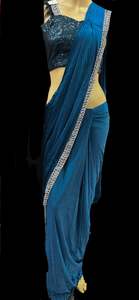 Readymade Sarees 1: Size 38( Upto 40) Sequinned work designer readymade blouse with Readymade Saree