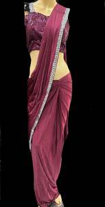 Size 38( Upto 40) Sequinned work designer readymade blouse with Readymade Saree