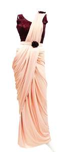 Readymade Sarees 1: Size 38 (Upto 40) sequined work designer readymade blouse with Readymade Saree with handwork designer waist belt