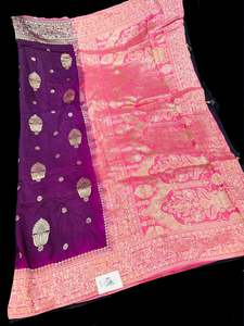 Wine & lite pink color Beautiful Saree with contrast color border & Pallu with b&hellip;