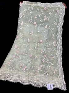 (Video Clip attached )Pastel Mint color Heavy work designer Saree with netting b&hellip;