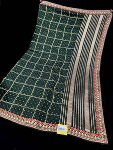 Bandhani print Beautiful Saree with embroidery and stone work border and beautif&hellip;