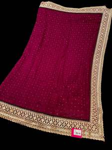 Plain Printed Sarees 1: (Video clip attached)Wine color Beautiful stonework and embroidery work border design beautiful very soft Georgette Saree with stones work all over and contrast blouse Dark Green color (slight variation in color is possible)