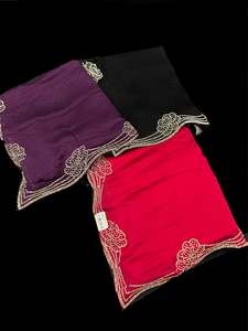 Plain Printed Sarees 1: Beautiful stonework border on Soft georgette plain Sarees