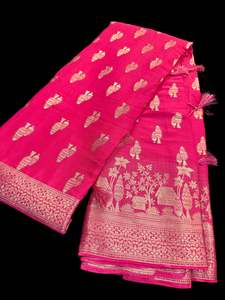 Plain Printed Sarees 1: Pure chiffon based Beautiful zari work Banarasi look Saree