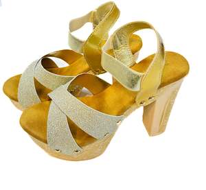 Shimmery leather strap design Heels