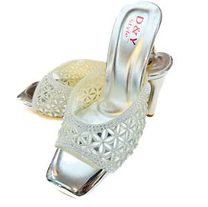 Party Wear Heels Wedge Flats: Crystals with stone work soft cushioned heels