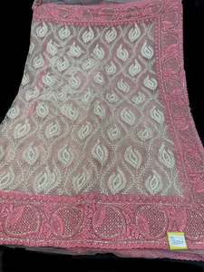 Netting Sarees 1: (Video Clip attached ) Very heavy work designer Pink Colour Heavy Stone Work & Embroidery Jaal Work Beautiful Netting Designer Saree And Embroidery Work Blouse design