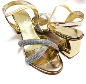 Womens Fancy Jutti Back Open Jutti: Stone beaded Heels