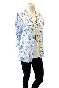 Womens Tops: Jacket style white & Blue top
