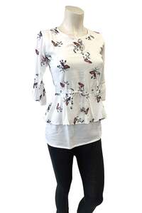 Womens Tops: Floral print white top