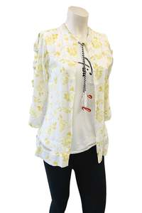 Womens Tops: White & yellow print top