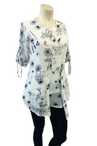 Floral print white top