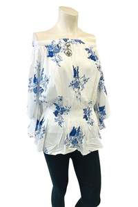 Floral print white top