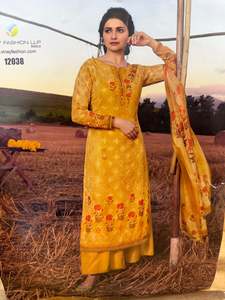 Size 42 (can be altered upto 46)Rust Orange color Pure georgette based printed w&hellip;