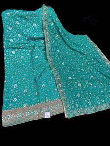 Unstitch Suits Fabrics: (video clip attached)Purple Wine pure chinnon based embroidery work with handwork kameez with plain silk bottom fabric (2.75 mtrs) and chiffon based heavy hand work dupatta