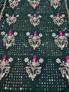 Mustard color soft chiffon based beautiful lakhnavi embroidery & handwork on all&hellip;