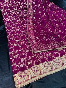 (Video clip attached) wine color soft Banarasi silk based beautiful embroidery &&hellip;