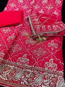 (Video clip attached ) Pink color soft silk based beautiful sequined embroidery &hellip;