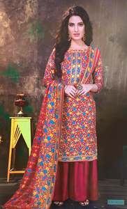 Woolen Warm Suits Unstitched Fabrics: Designer Woolen Collection Fabric TOP :- *Pashmina jacquard Print with exclusive Swarovski Diamond WORK cut:-2.50 mtr appx BOT:- *Heavy spun bottom 2.50mtr Dupatta:- TWILL SHAWL * PRINTED 2:25 cut Size: Unstitched