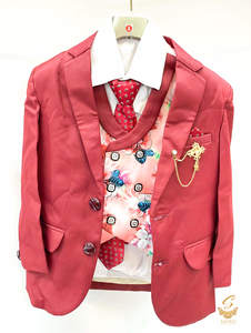Dark Maroon Colour Boys 5 Piece Suit