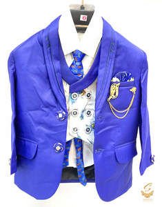 Royal Blue Colour Boys 5 Piece Suit