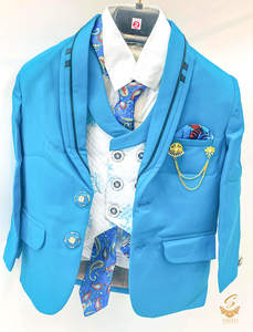 Boys Suits: Blue Colour Boys 5 Piece Suit