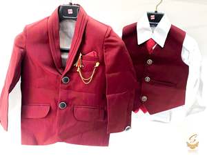 Boys Suits: Maroon colour Boys 5 Piece Suit