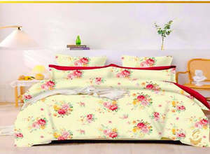 King Size Bedsheet for Double Bed108 Inches X 108 Inches Cream colour floral Pri&hellip;