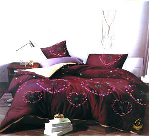 Cotton Bed Sheets: Queen Size Dark Brown Heart shape Printed Glace Cotton Bed Sheet With Pillow Covers (Size Bed Sheet :- 240 * 250 Cms(Appx) 2 PCS Pillow Cases: -46 *70 +5cms (Appx) Washing Instructions :- Hand/Machine Wash , Do Not Bleach , Medium Steam Iron, Do Not Dry C