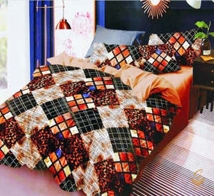 Queen Size Black Colour multicoloured Printed Glace Cotton Bed Sheet With Pillow&hellip;