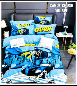 Batman Cartoon Printed Glace Cotton Bed Sheet With Pillow Covers (Size Bed Sheet&hellip;