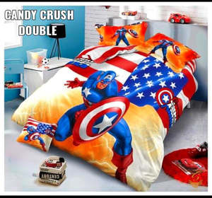 Cotton Bed Sheets: Captain America Cartoon Printed Glace Cotton Bed Sheet With Pillow Covers (Size Bed Sheet :- 230 * 250 Cms(Appx) 2 PCS Pillow Cases: -46 *69 +5cms (Appx) Washing Instructions :- Hand/Machine Wash , Do Not Bleach , Medium Steam Iron, Do Not Dry Clean, Tumb