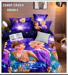 Cotton Bed Sheets: Disney Frozen Princess Cartoon Printed Glace Cotton Bed Sheet With Pillow Covers (Size Bed Sheet :- 230 * 250 Cms(Appx) 2 PCS Pillow Cases: -46 *69 +5cms (Appx) Washing Instructions :- Hand/Machine Wash , Do Not Bleach , Medium Steam Iron, Do Not Dry Clea