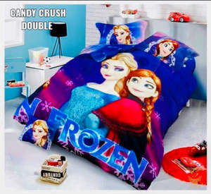 Cotton Bed Sheets: The Disney Frozen Cartoon Printed Glace Cotton Bed Sheet With Pillow Covers (Size Bed Sheet :- 230 * 250 Cms(Appx) 2 PCS Pillow Cases: -46 *69 +5cms (Appx) Washing Instructions :- Hand/Machine Wash , Do Not Bleach , Medium Steam Iron, Do Not Dry Clean, Tu