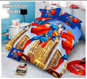 The Superman Cartoon Printed Glace Cotton Bed Sheet With Pillow Covers (Size Bed&hellip;