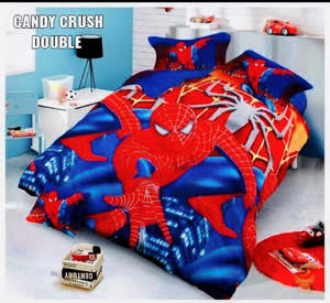 Spiderman Cartoon Printed Glace Cotton Bed Sheet With Pillow Covers (Size Bed Sh&hellip;