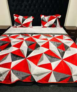 Bed Sheets With Duvet Cover: Beautiful Print Very Soft & Warm Fleno Bed Sheet With 2 Pillow Covers And Duvet Cover Of Reversible Design