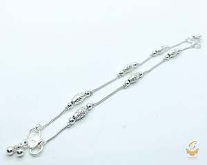 Kids Anklets: Kids Silver (not original silver) Anklets in Pair 16cm