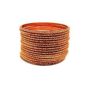 Haldi (Turemric) Color kids plain Shiny Metal bangles (2 dozen in one pack)
